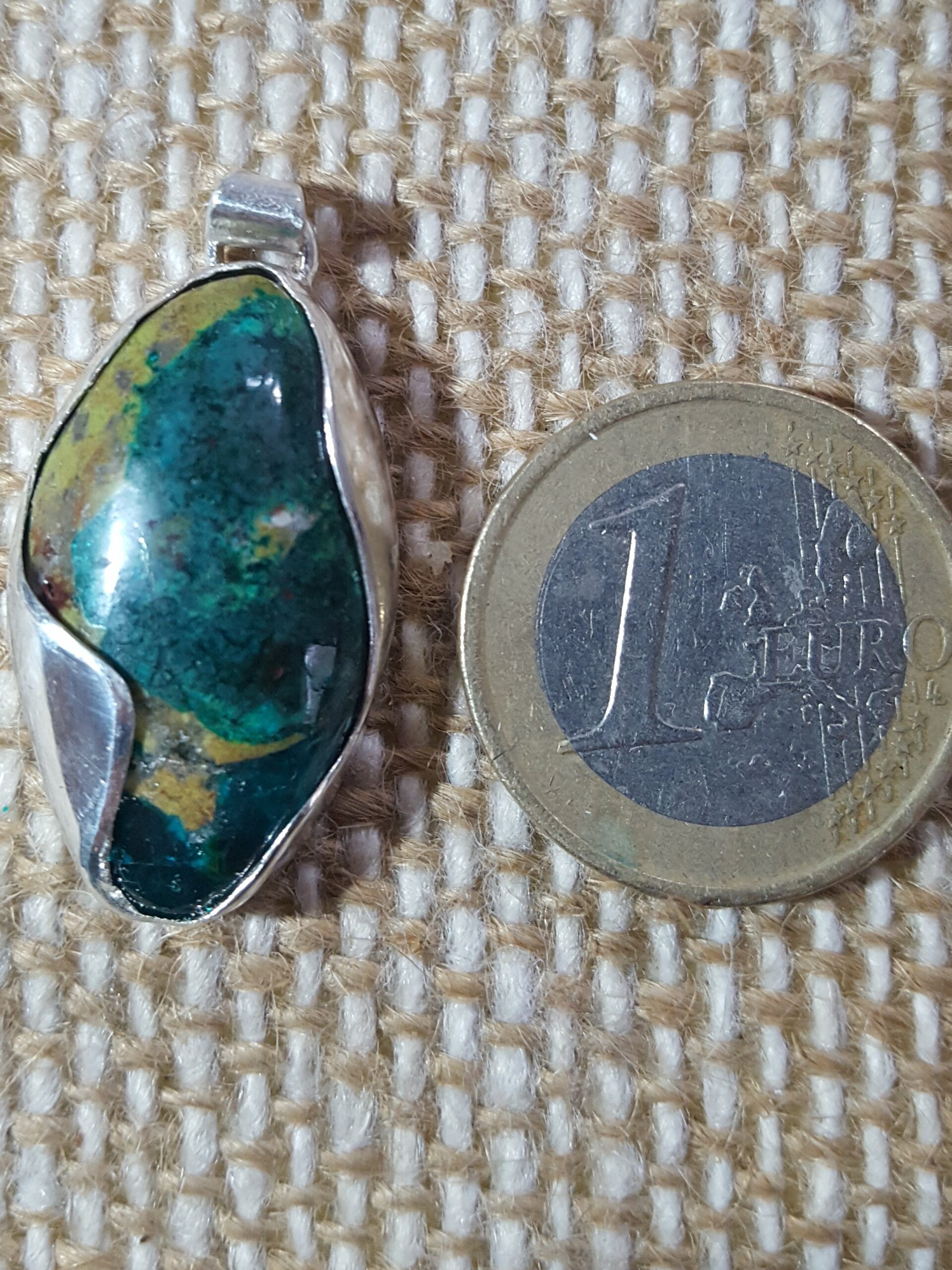 Pendentif dioptase serti argent 950 avec spirale au verso – Image 5